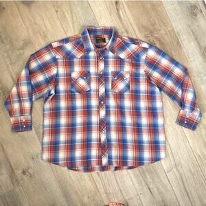 Vintage Rustler by Wrangler Pearl Snap Long Sleeve Shirt Mens 2XL